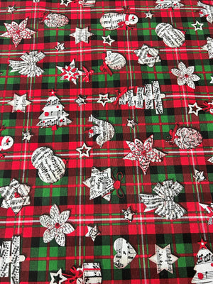 Scampolo Cotone Arredo Natalizio Fantasia Tartan
