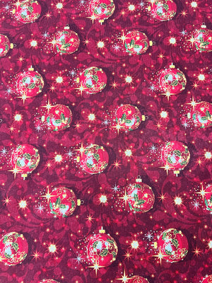 Scampolo Cotone Arredo Natalizio con Palline e Stelle
