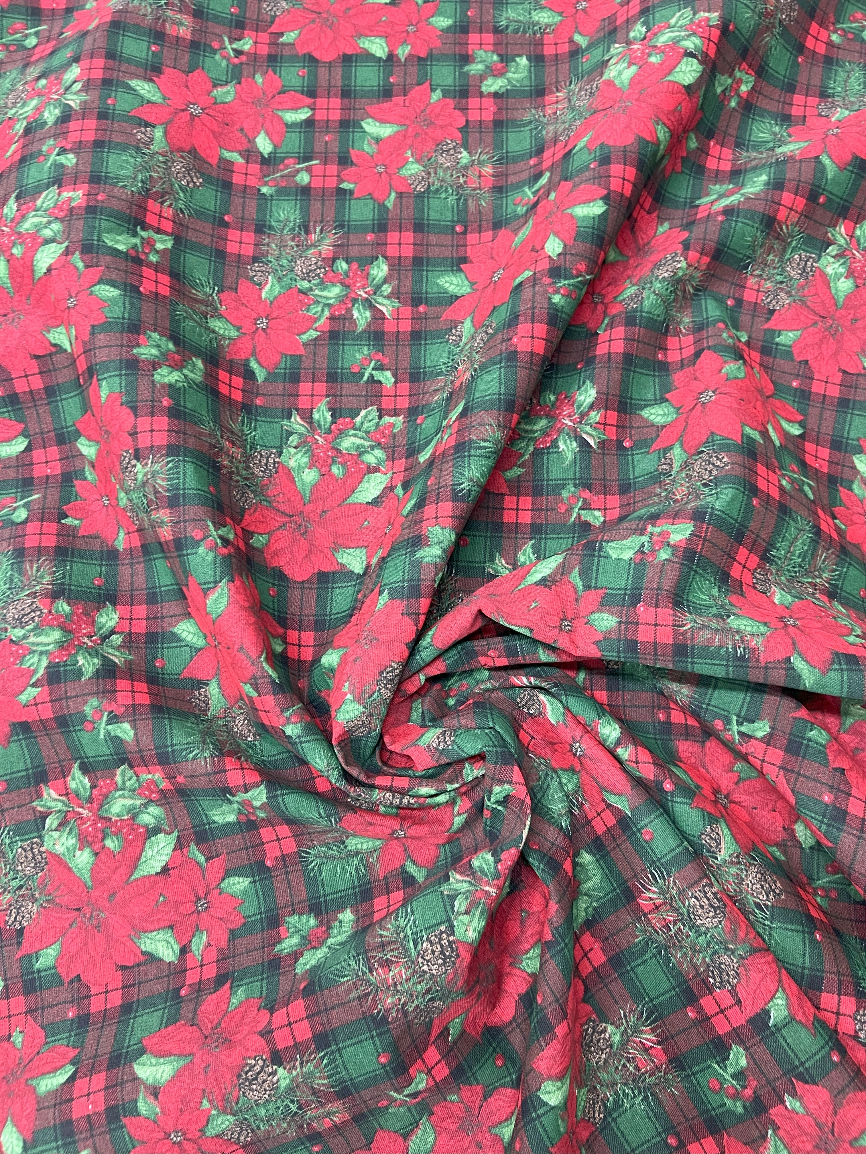 Scampolo Cotone Arredo Natalizio Tartan e Stella di Natale