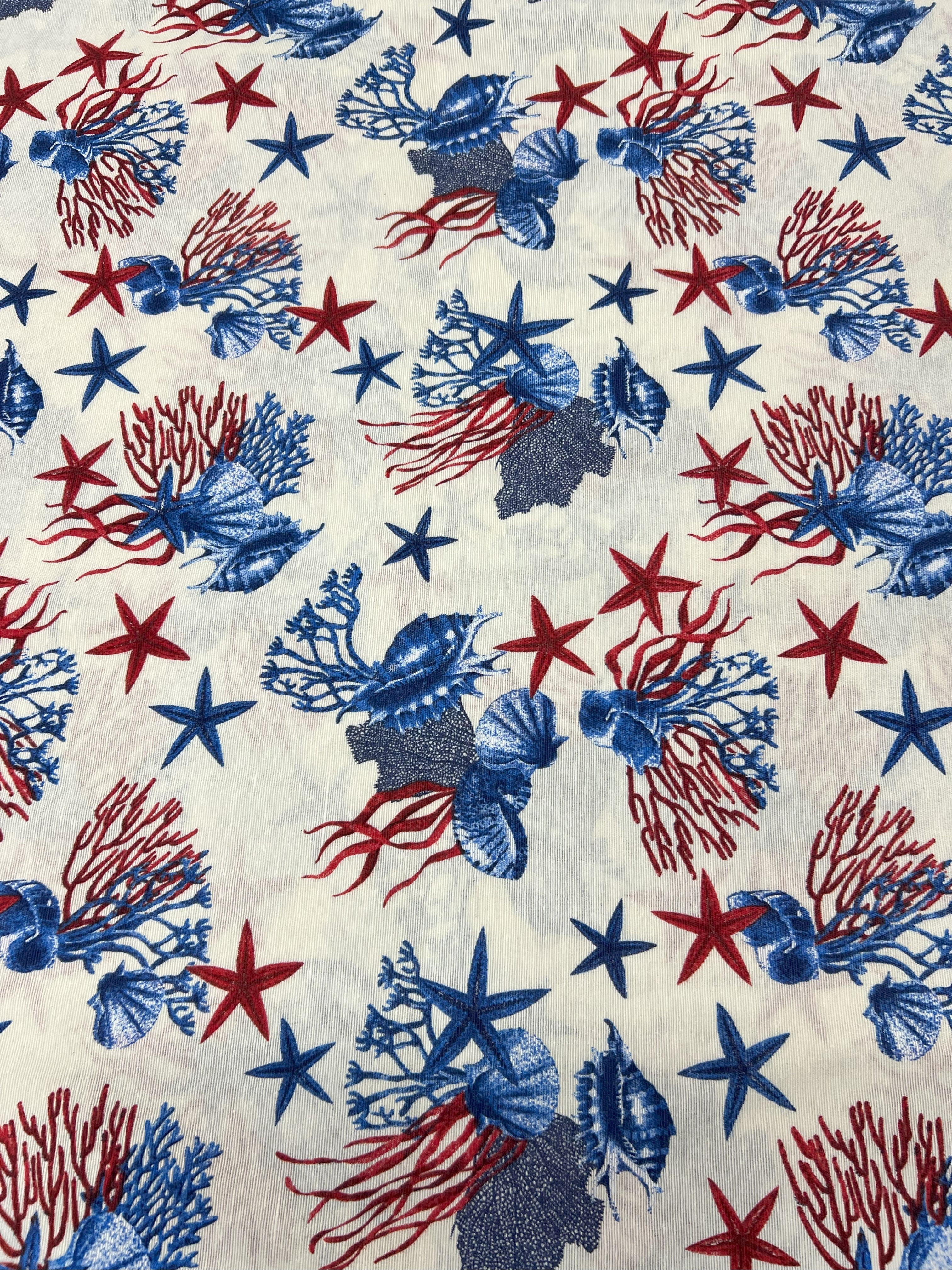 Scampolo Cotone Arredo Corallo e Conchiglia