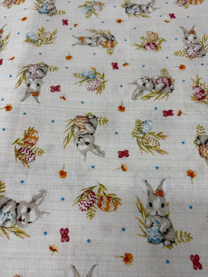 Scampolo Cotone Arredo Pasqua Coniglio Uova Country