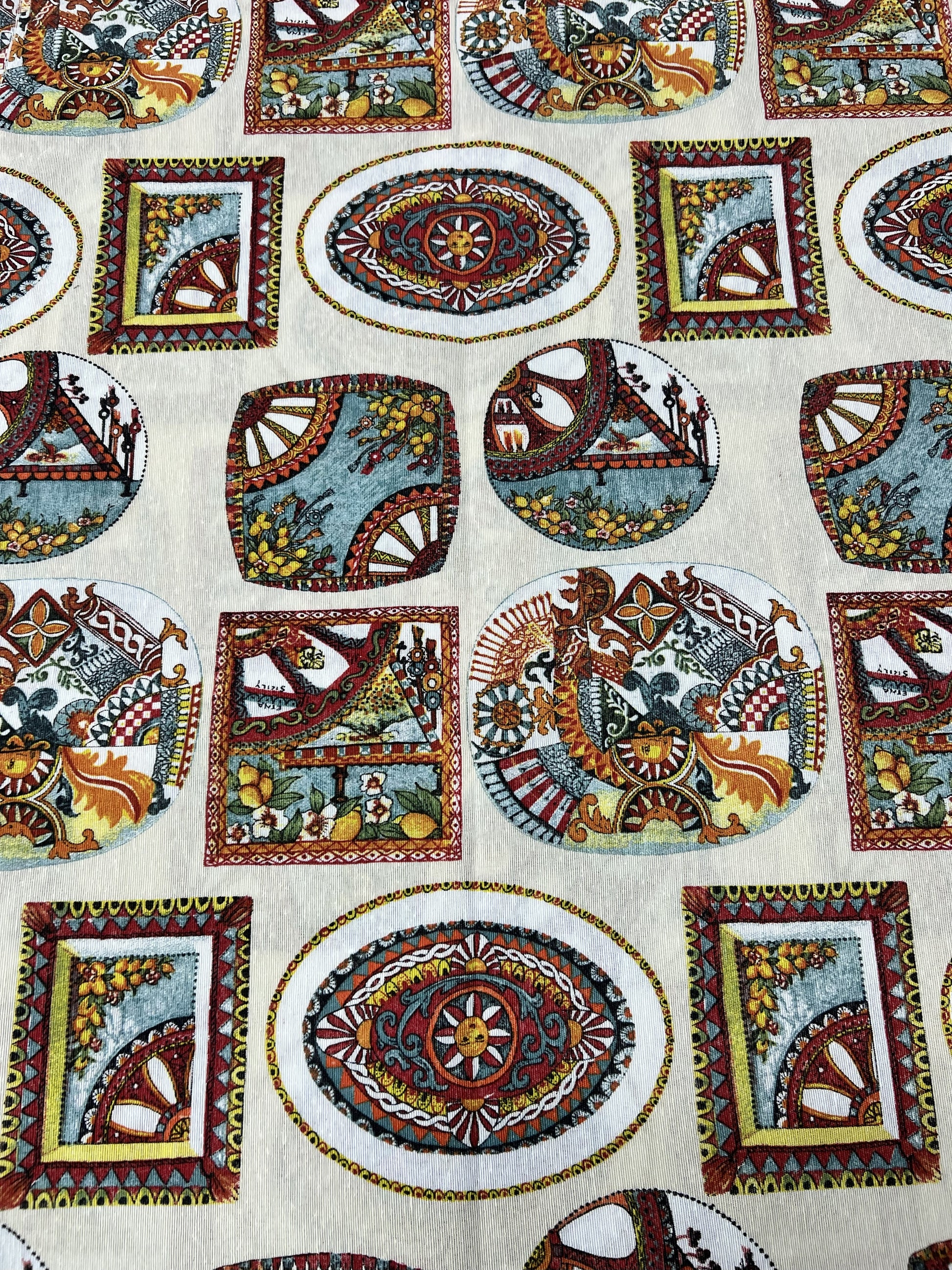 Scampolo Cotone Arredo Siciliano Mosaico