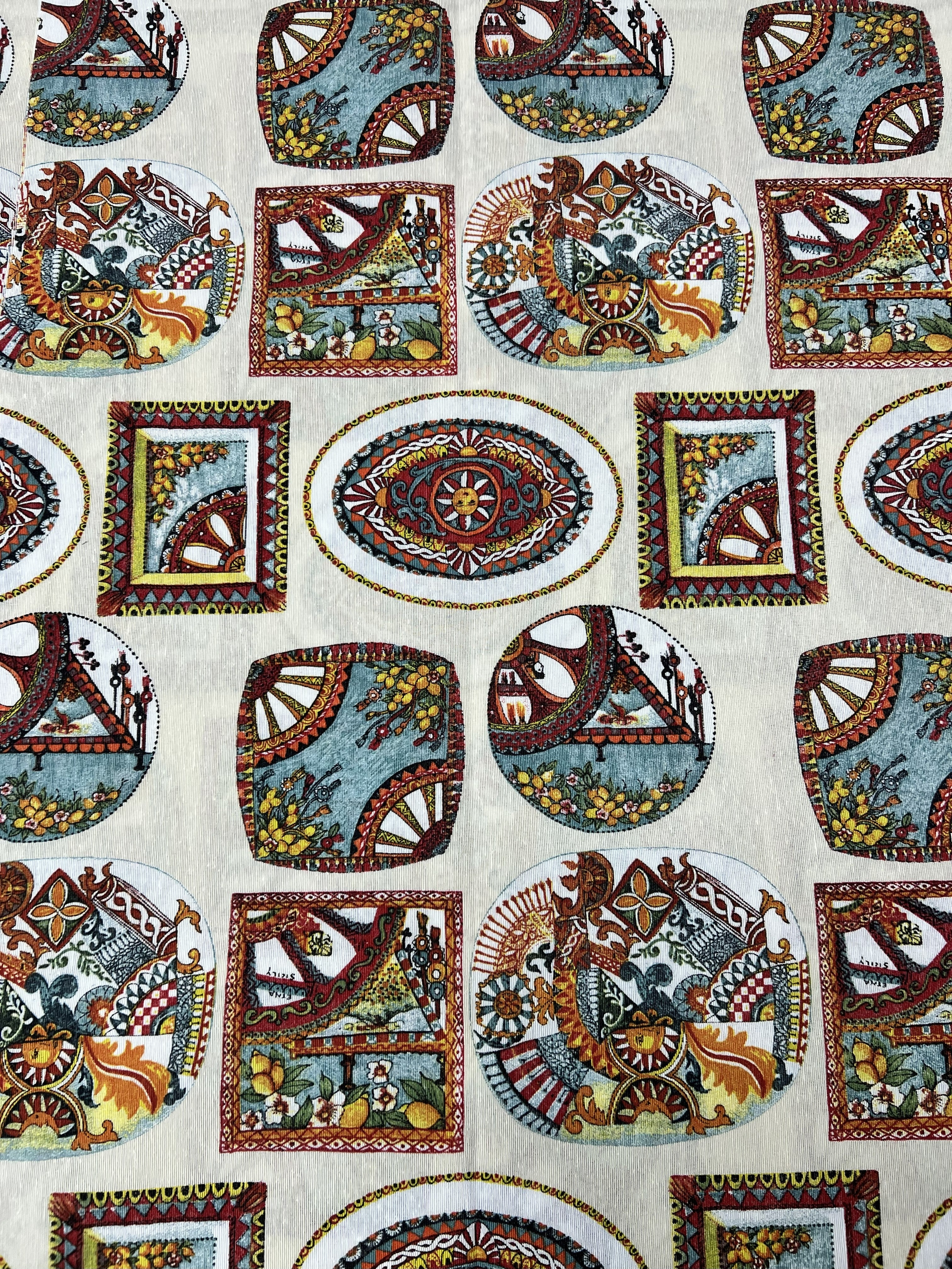 Scampolo Cotone Arredo Siciliano Mosaico