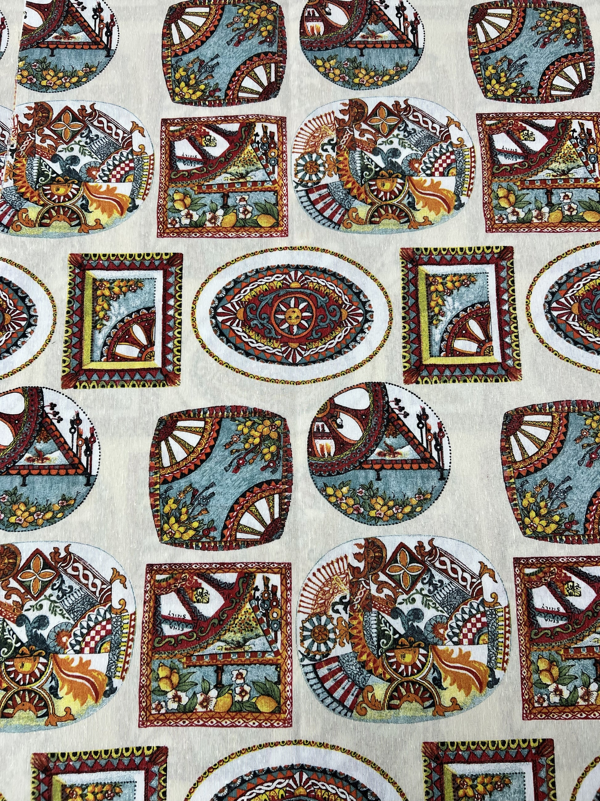 Scampolo Cotone Arredo Siciliano Mosaico