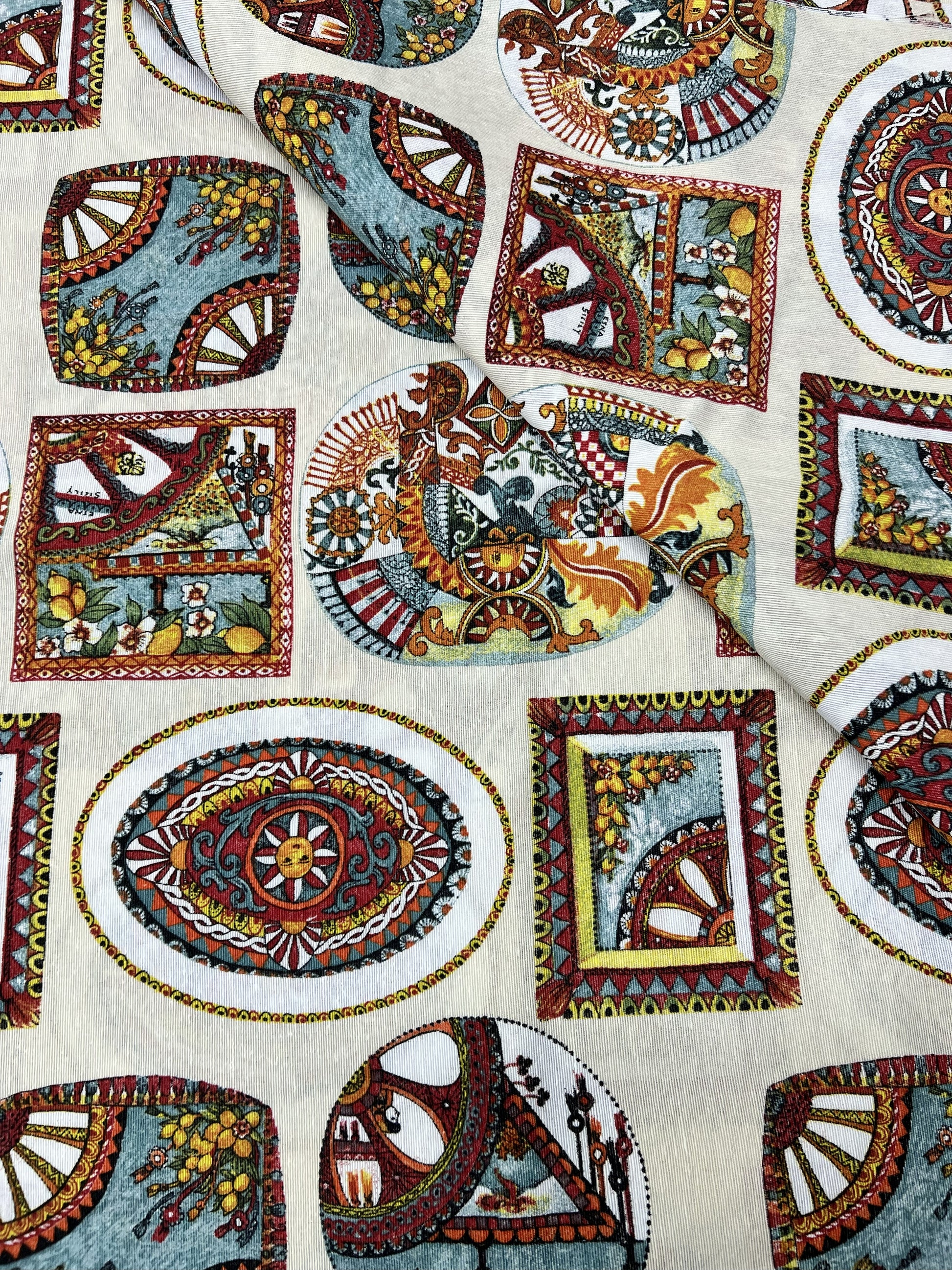 Scampolo Cotone Arredo Siciliano Mosaico
