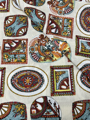 Scampolo Cotone Arredo Siciliano Mosaico