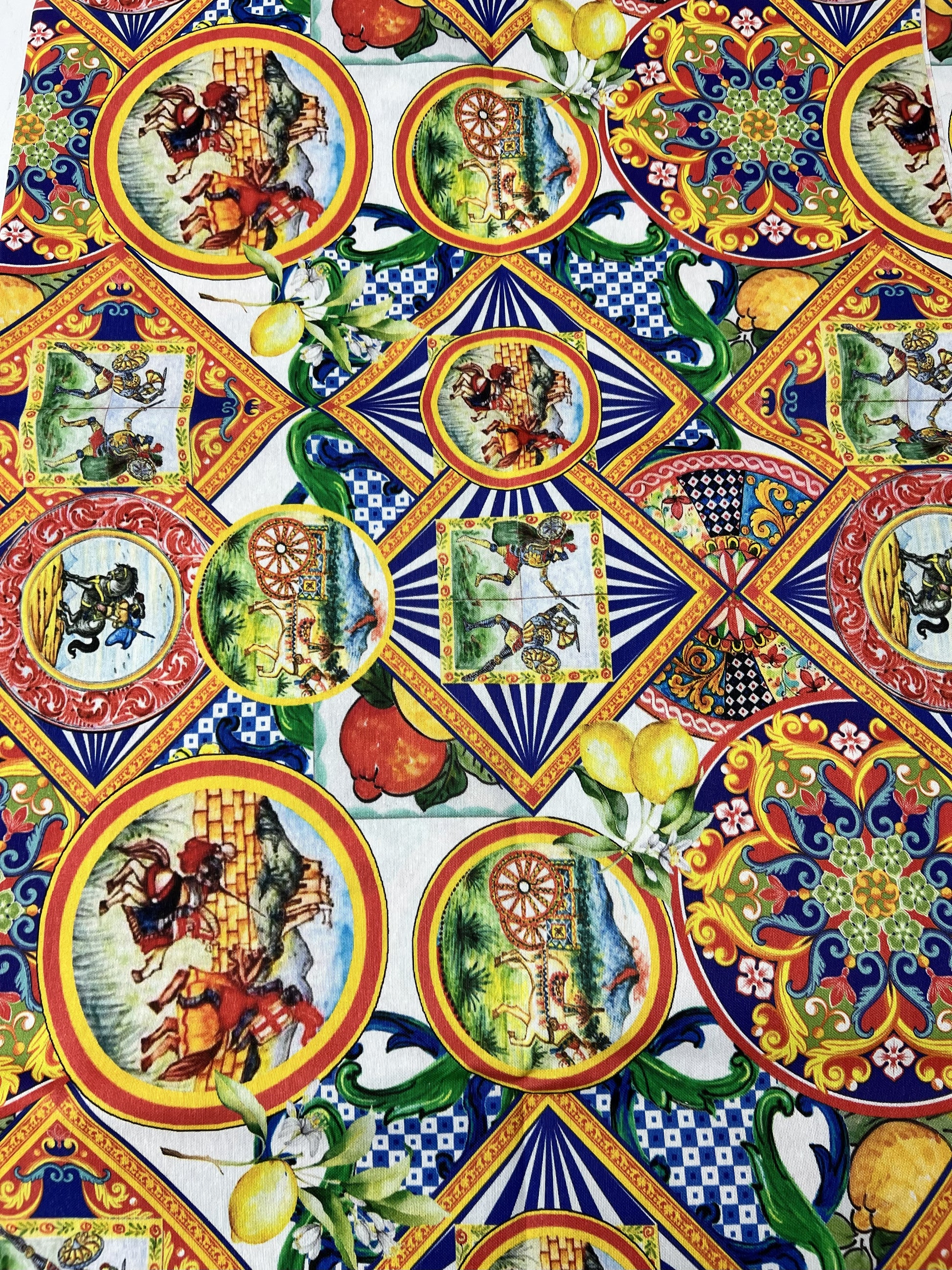 Scampolo Cotone Arredo Fantasia Maiolica