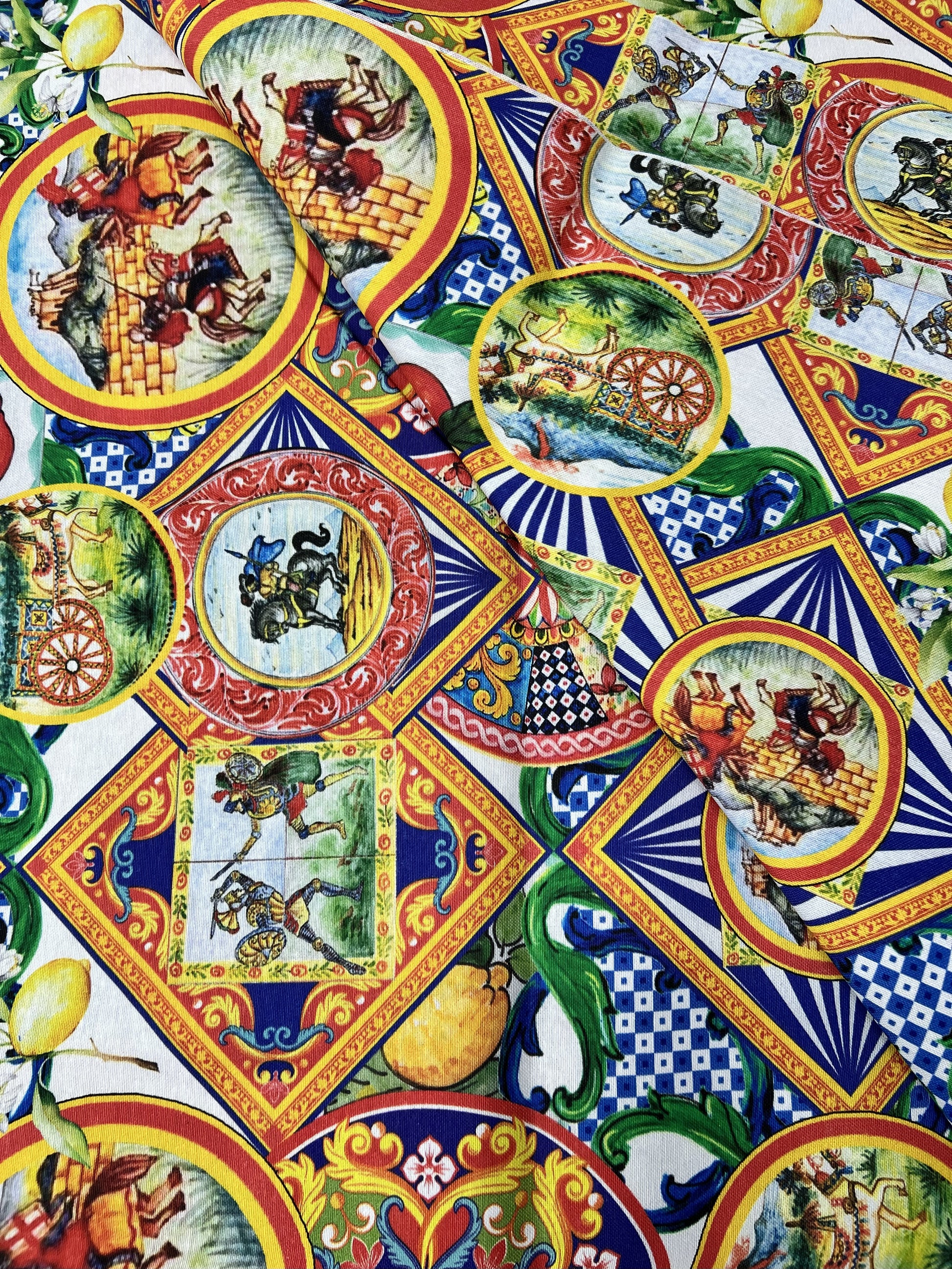 Scampolo Cotone Arredo Fantasia Maiolica