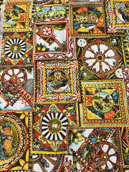 Scampolo Cotone Arredo - Carretto Siciliano Tradizionale