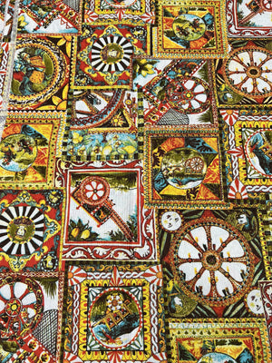 Scampolo Cotone Arredo - Carretto Siciliano Tradizionale