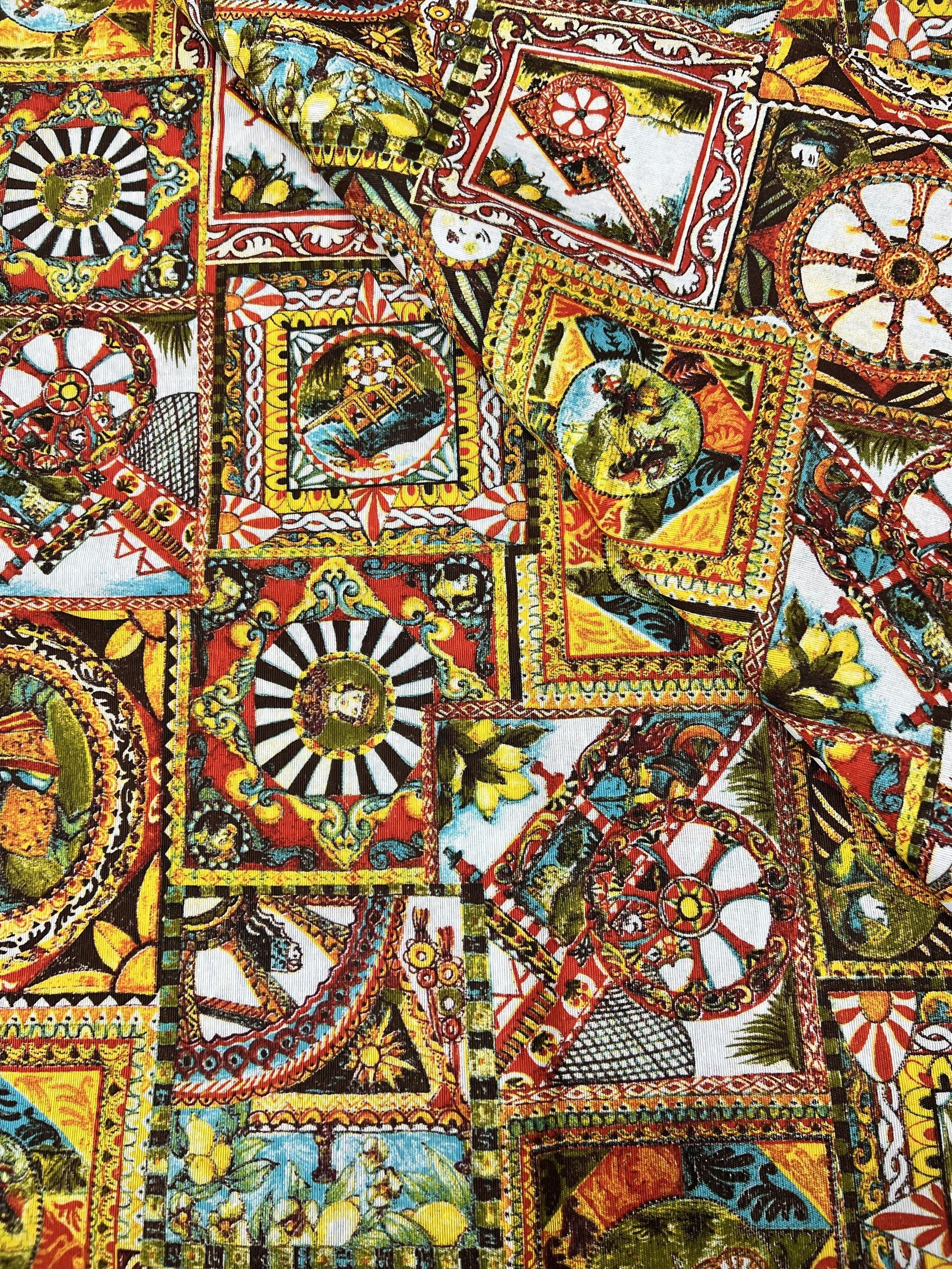 Scampolo Cotone Arredo - Carretto Siciliano Tradizionale