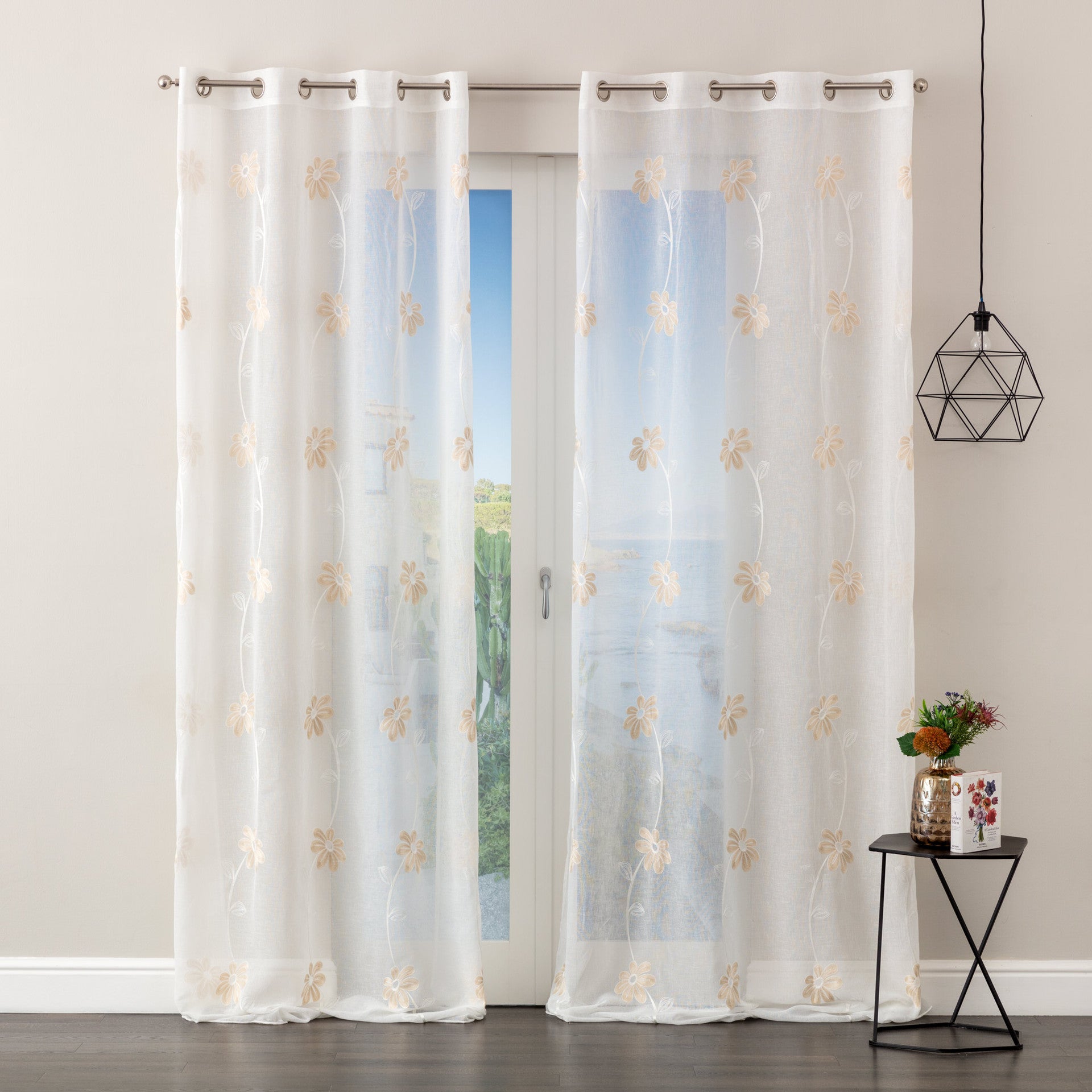 Linea Oro Pannello Tenda Ricamata Margot