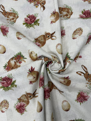 Scampolo Cotone Arredo Pasqua Uovo Coniglietto