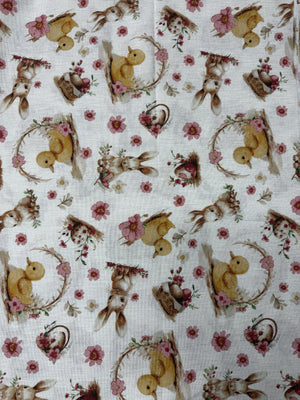 Scampolo Cotone Arredo Pasqua Coniglietto Pulcino