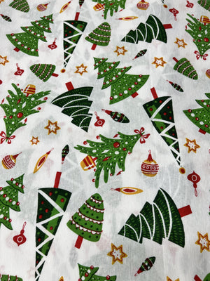 Scampolo Cotone Arredo Natalizio Alberelli e Stelline 260 x 280