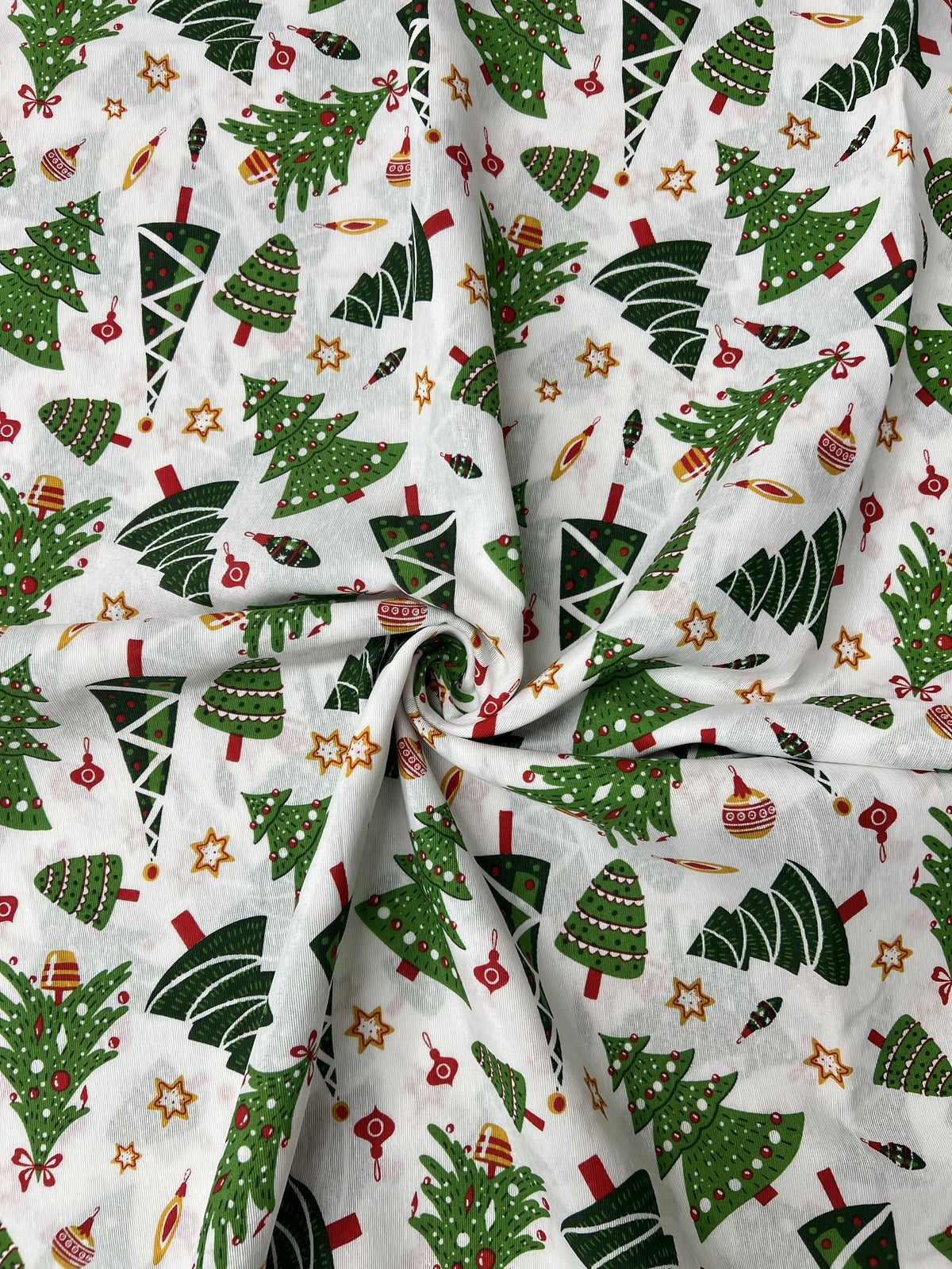 Scampolo Cotone Arredo Natalizio Alberelli e Stelline 260 x 280