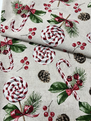 Scampolo Cotone Arredo Dolcetti Natalizi