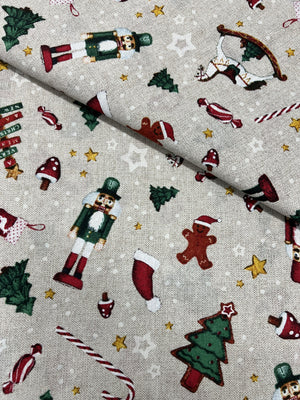 Scampolo Cotone Arredo  Schiaccianoci Natalizio