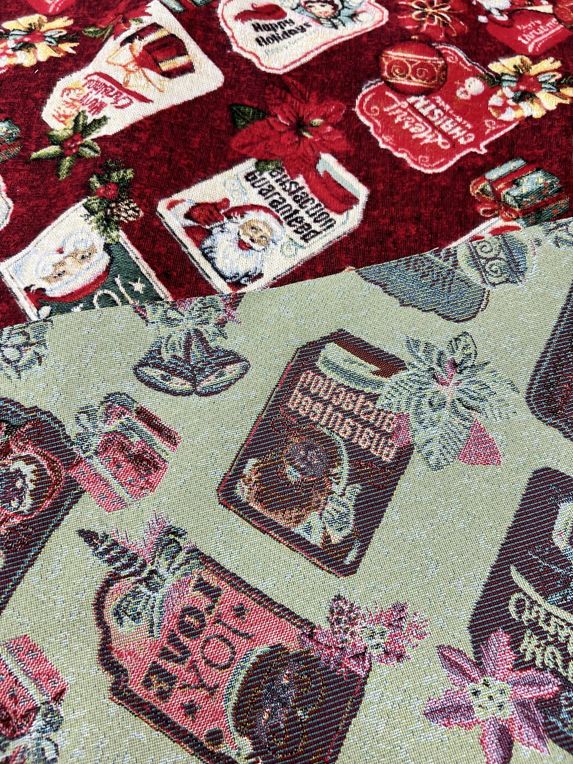 Scampolo Tessuto Gobelin Jacquard Natalizio