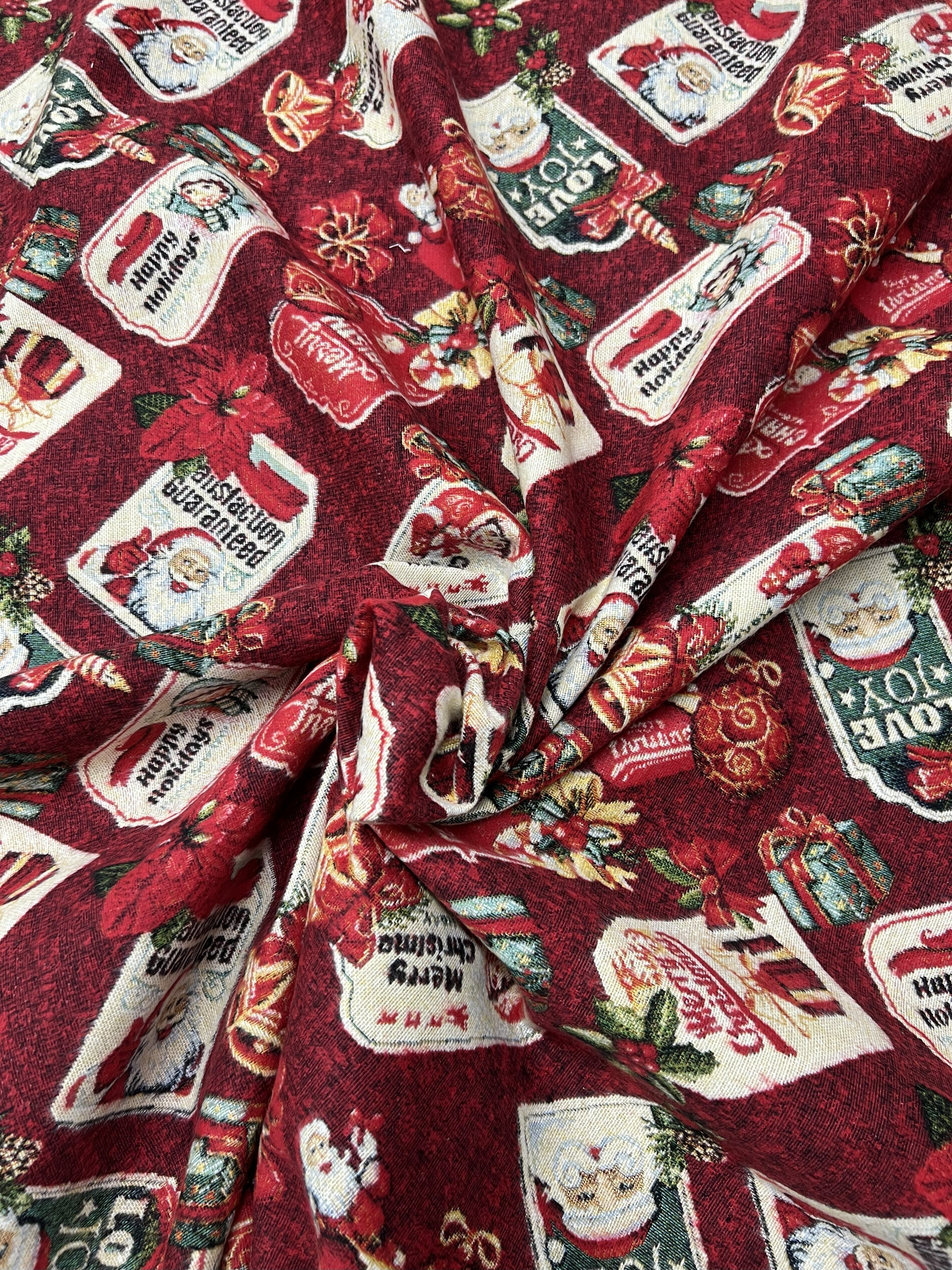 Scampolo Tessuto Gobelin Jacquard Natalizio